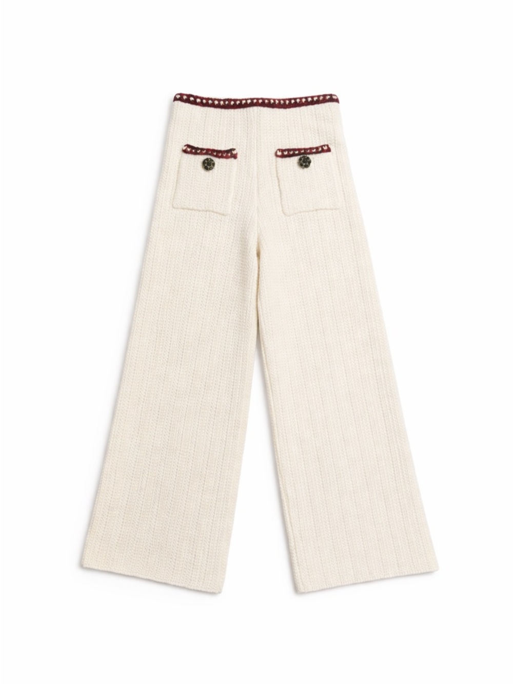 Self Portrait Ivory Knit Culotte Pants Tweed Style Size M cropped - Picture 2 of 6